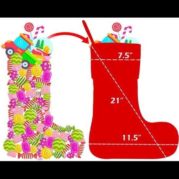 6 Pack Christmas Stockings(21inch) Embroidered Linen Applique Burlap - Picture 6 of 6